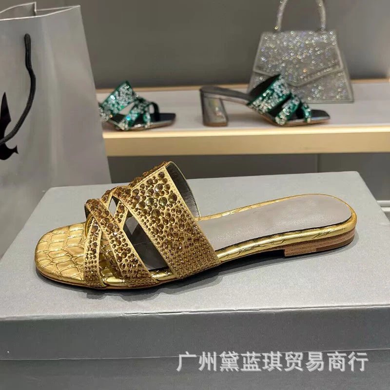 Jil Sander x Crystal-Embellished Croc-Print Slide Sandals in Sky Blue - 4