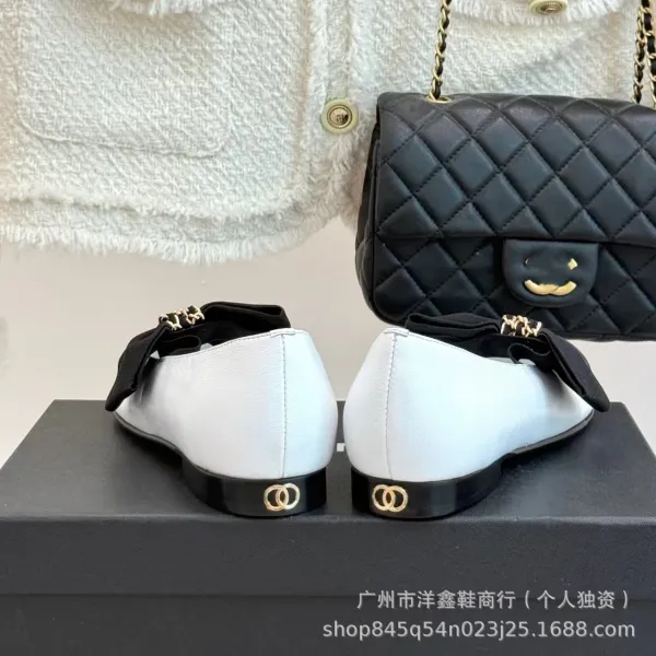 Chanel-inspired Two-Tone Bow Loafers Beige and Black Flat Shoes - 7