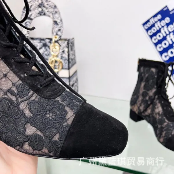Dior Lace-Up Ankle Boots Black - 5