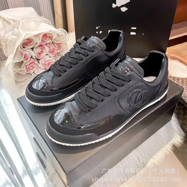 Chanel Tennis Classic White and Black Leather Sneakers - 22