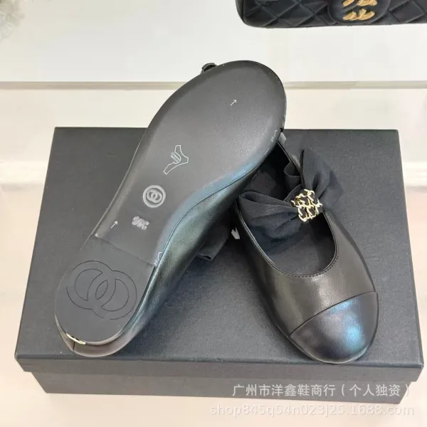 Chanel-inspired Two-Tone Bow Loafers Beige and Black Flat Shoes - 15