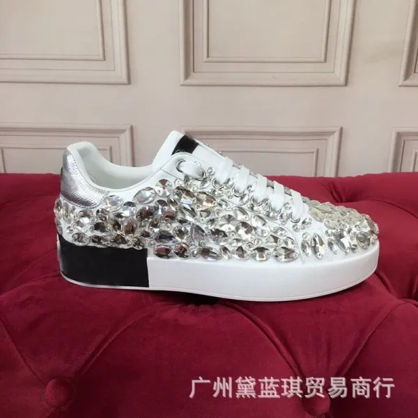 Philipp Plein Crystal-Embellished White Chunky Sneakers - 4