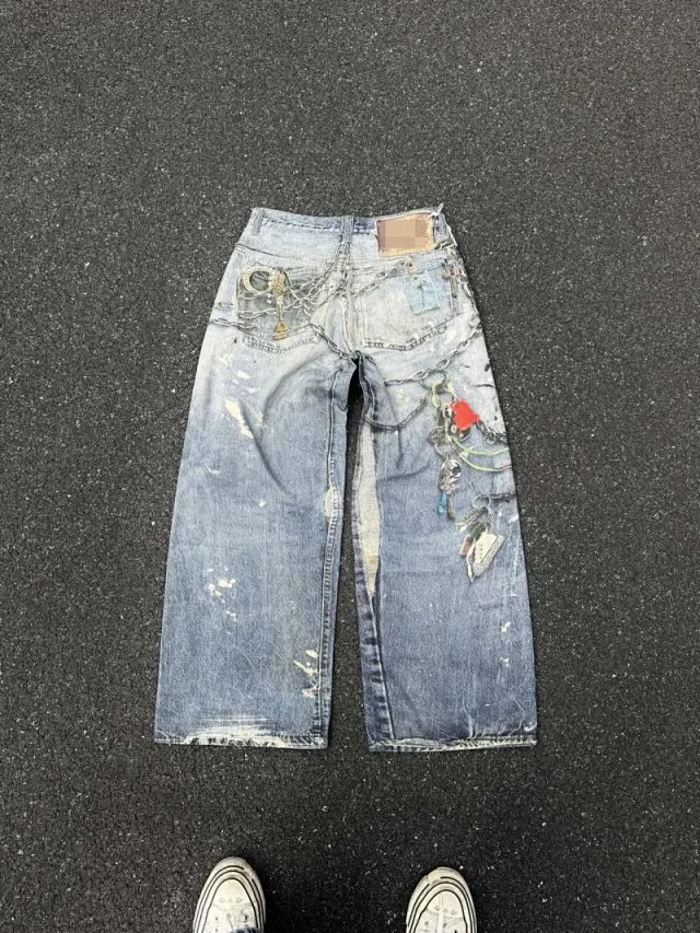 Unbranded Jeans Wide-Leg Chain Graphic product detail image 10