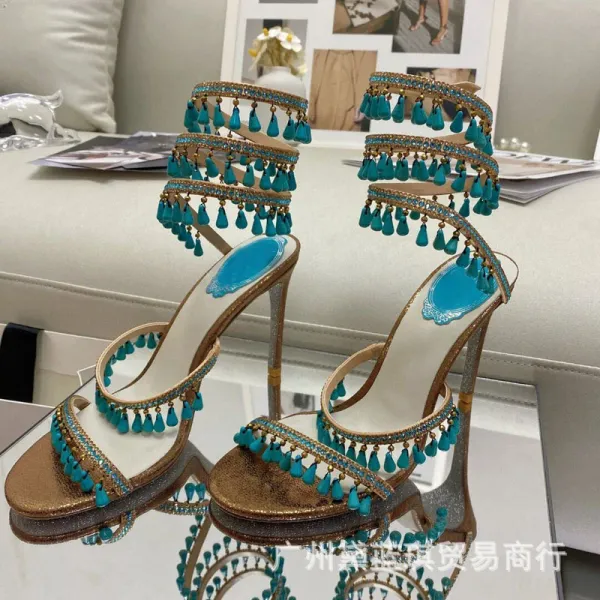 Crystal-Embellished Silver Stiletto Heels - 9
