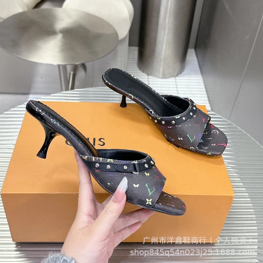 Louis Vuitton Multicolor Monogram Butterfly Mule Heels