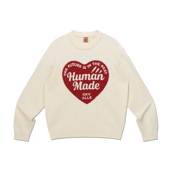 Human Made x Dry Alls Heart Logo Knit Sweater Beige - 3