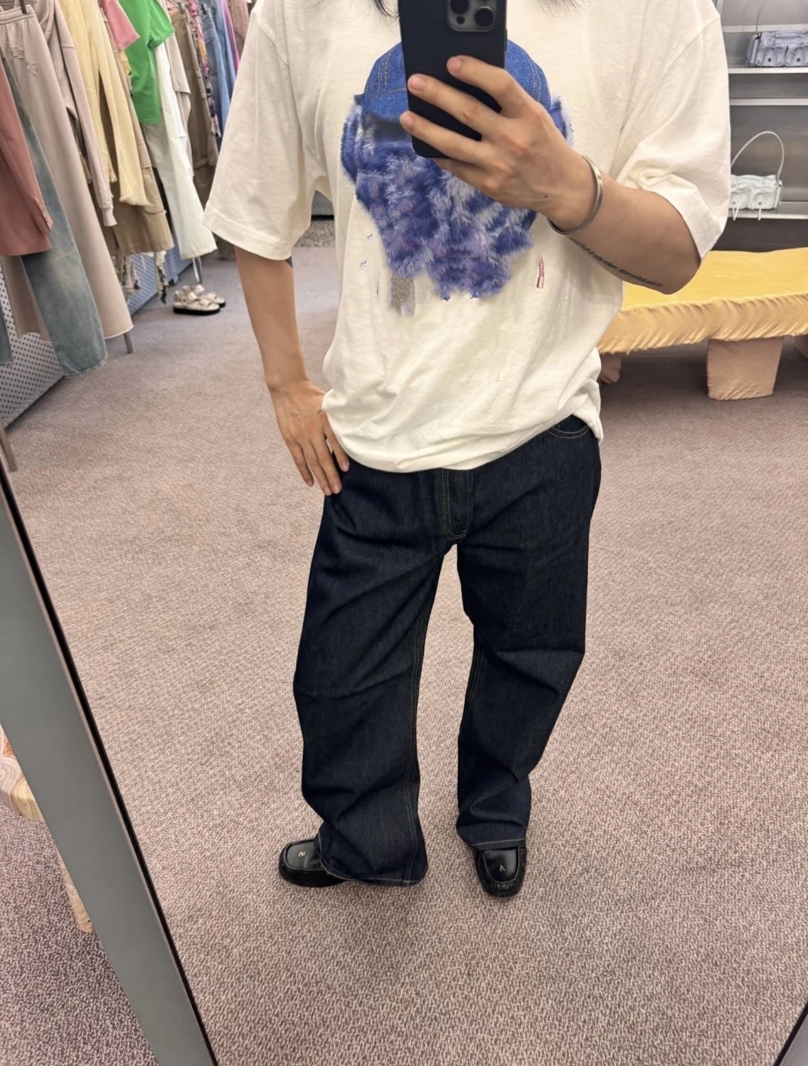 Design Raw Denim Wide-Leg Jeans Navy - 5