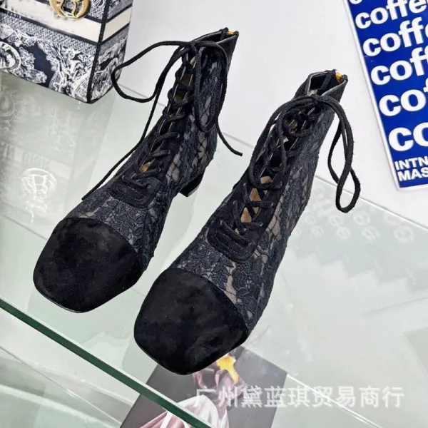 Dior Lace-Up Ankle Boots Black - 2