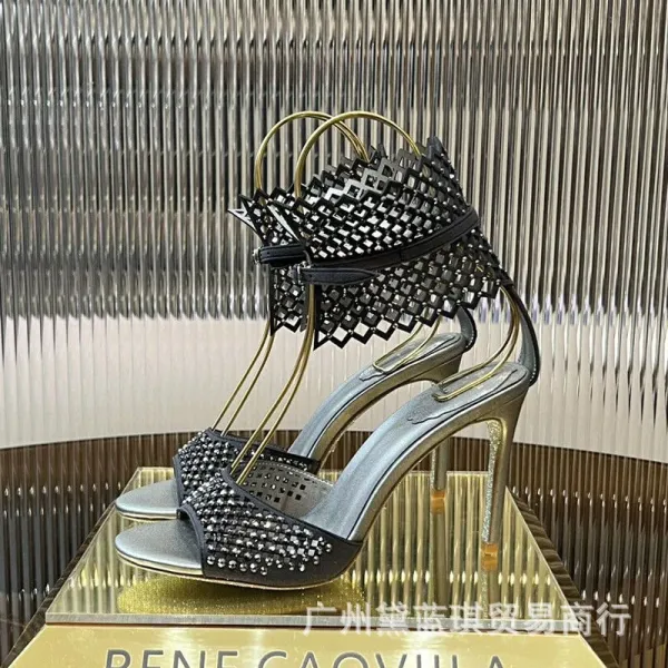 Bene Gacvilla Crystal-Embellished Winged Heels White Sandals - 7