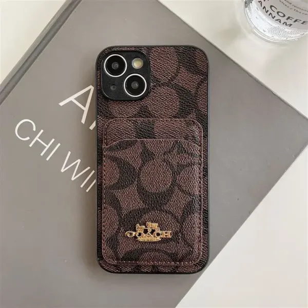 Coach Signature Print Cardholder Phone Case Black - 4