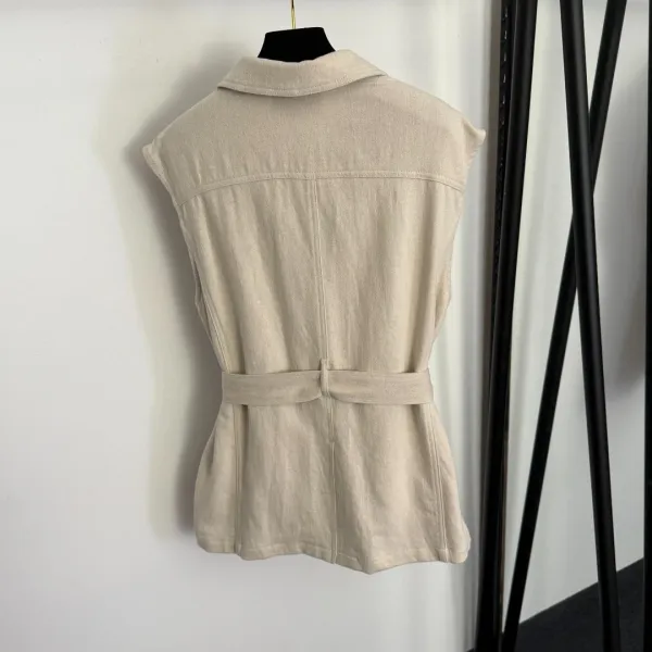 Brown Utility Sleeveless Shirt and Cropped Pants Set - 8