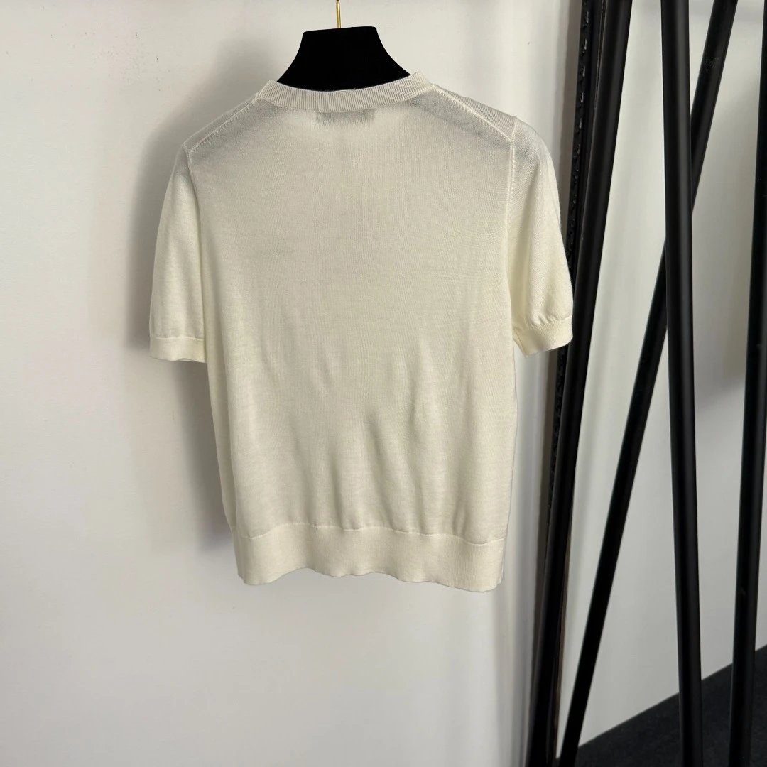 Dior Men's Black Knit T-Shirt with Clover Logo - 7