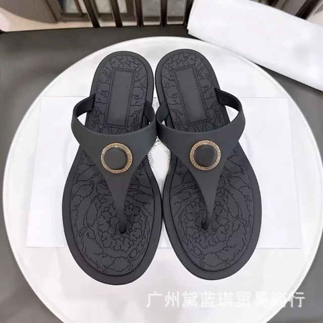 Unbranded Sandals Flat thong with slingback strap and round medallion detail product detail image 9