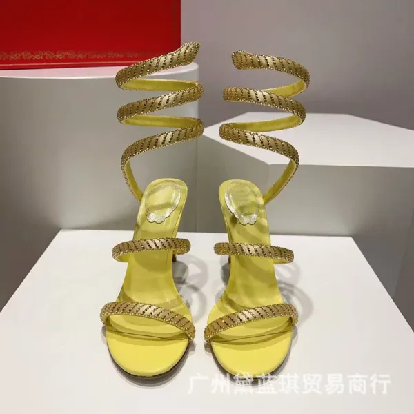 Versace Medusa Spiral Sandals Gold Stilettos - 6