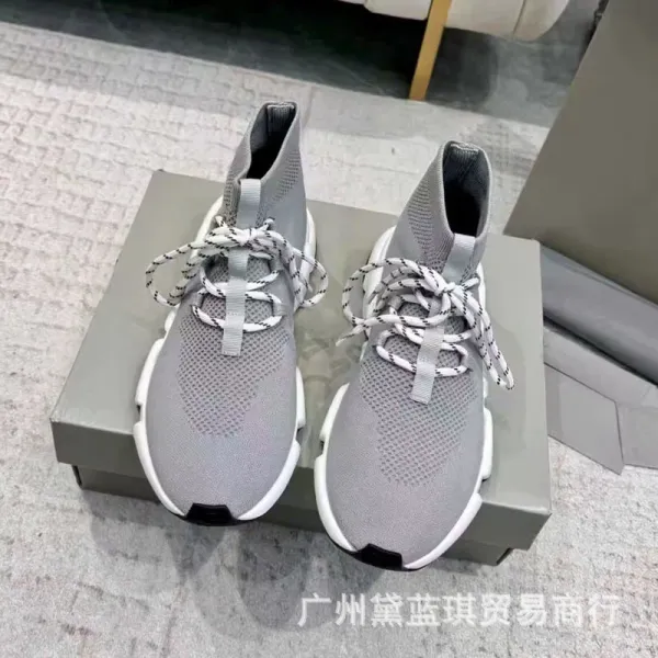 Balenciaga Speed Trainer Gray Knit Sneakers - 3