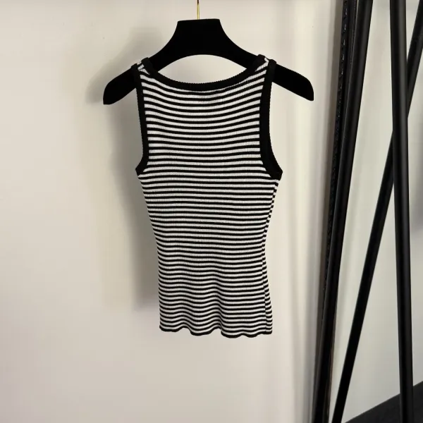Prada Striped Knit Vest-Top Black and White - 9
