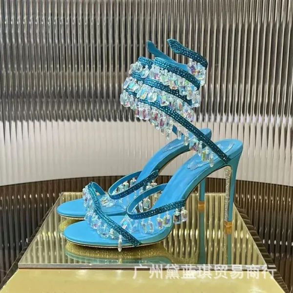 Christian Louboutin Pigalle Follies Crystal-Embellished Turquoise Stilettos - 1