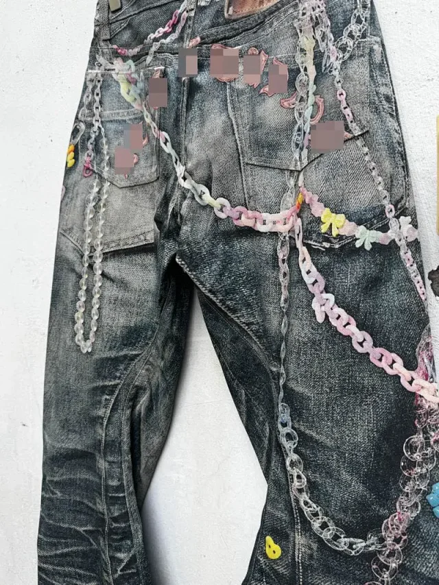Unbranded Jeans Wide-Leg Chain Graphic product detail image 27