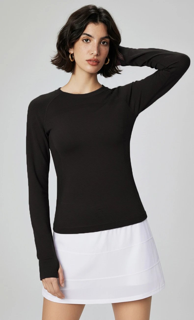 Creora Steamed Coffee Ribbed Base-Layer Top - 15