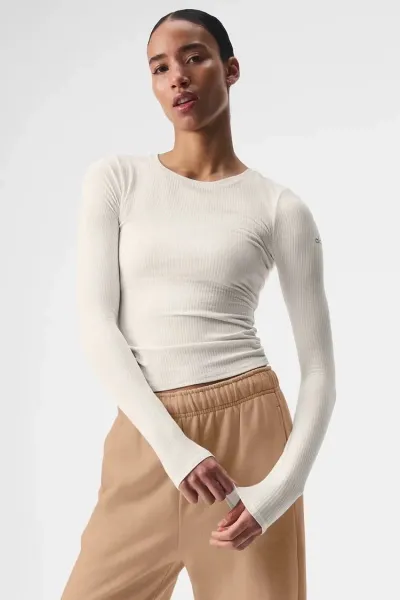 Alo Yoga Ribbed Long Sleeve Base Layer Gray - 9
