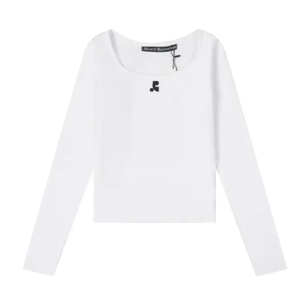 Read & Recreation Square Neck Long Sleeve Crop Top Black - 8