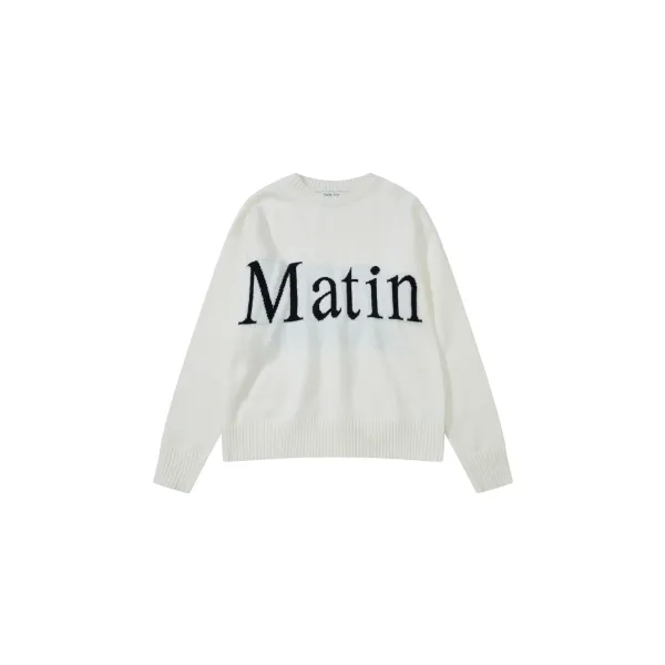 Matin White Knit Sweater with Bold Typography - 6