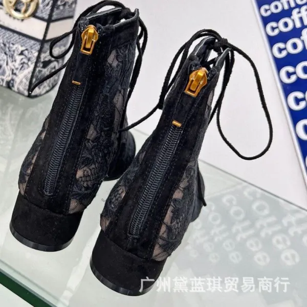 Dior Lace-Up Ankle Boots Black - 3