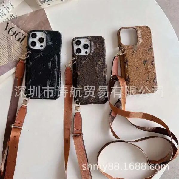 Louis Vuitton Monogram Canvas Phone Case with Strap Brown Crossbody Phone-Accessories - 2