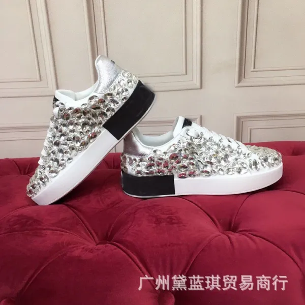 Philipp Plein Crystal-Embellished White Chunky Sneakers - 8