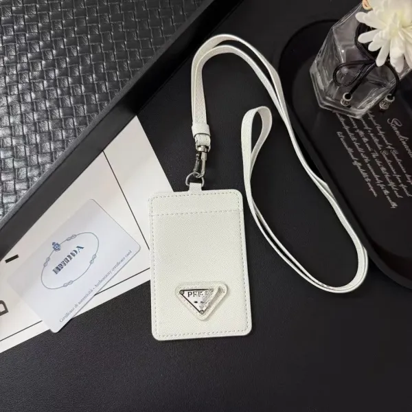 Prada Triangle Logo Cardholder Lanyard White Accessories - 9