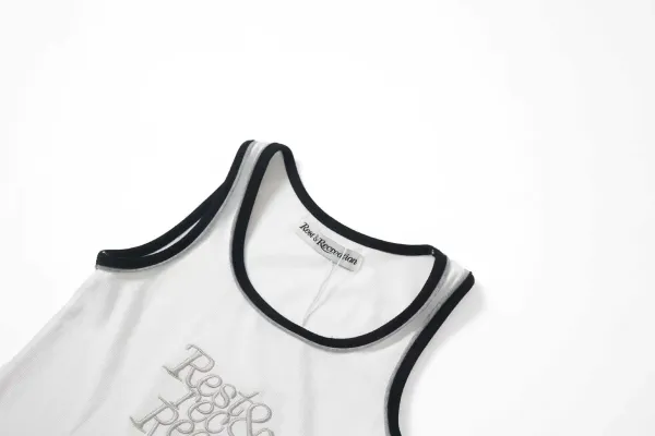 Rest & Recreation Rest & Recre-ation Beige Ribbed Vest-Top - 14