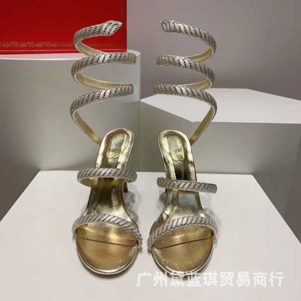 Versace Medusa Spiral Sandals Gold Stilettos - 10