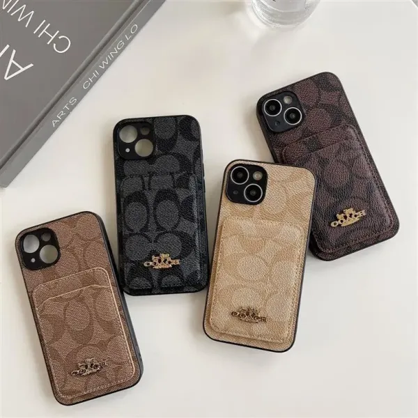 Coach Signature Print Cardholder Phone Case Black - 2