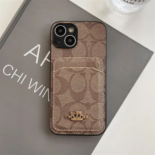 Coach Signature Print Cardholder Phone Case Black - 6