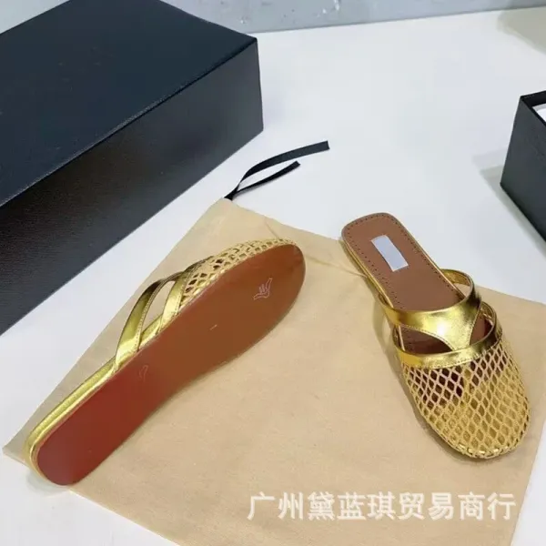 Gold Mesh Mule Slippers - 6