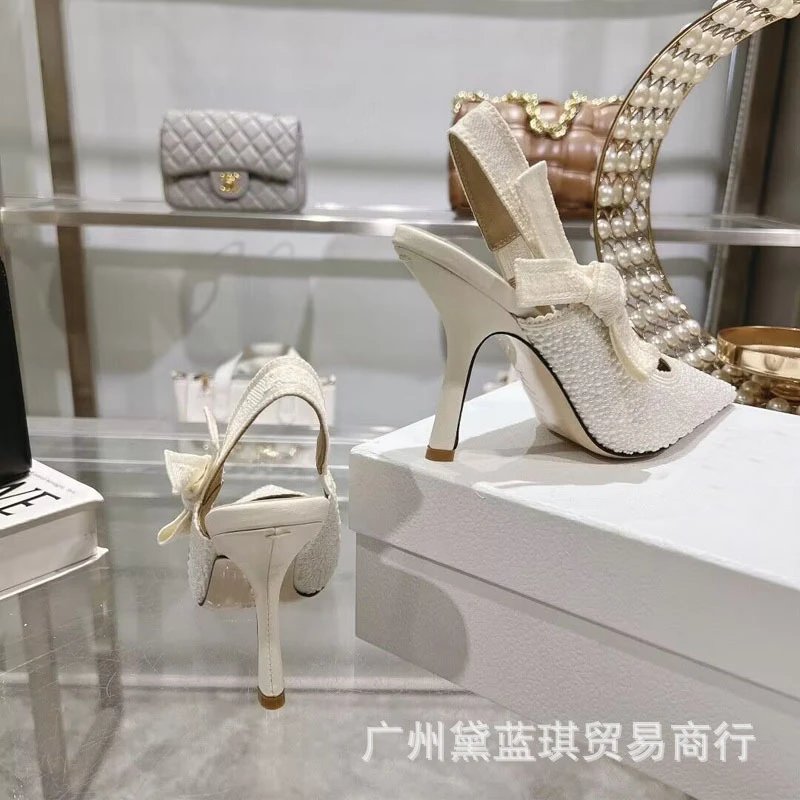 Design Crystal-Embellished Pointed-Toe Slingback Heels Silver Gray - 10