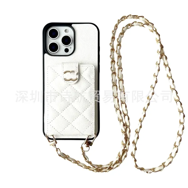 Chanel-Inspired Quilted Chain Phone Case White Phone-Case - 13