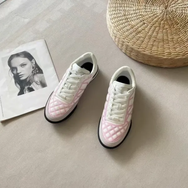 Chanel CC Logo Quilted Sneakers White Pink - 3