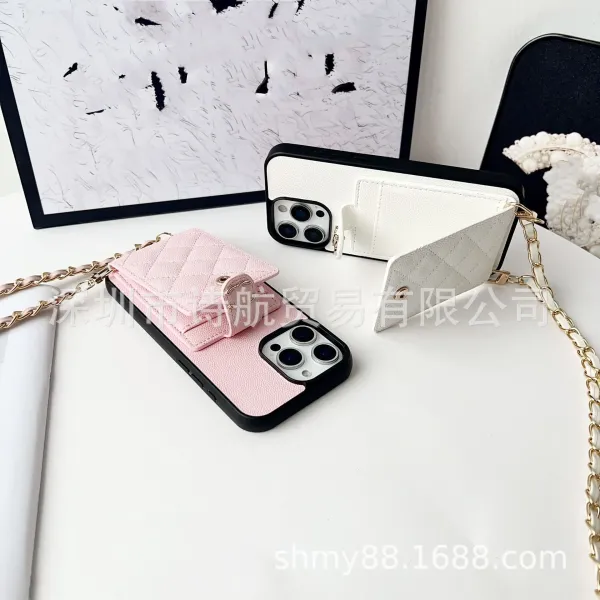 Chanel-Inspired Quilted Chain Phone Case White Phone-Case - 6