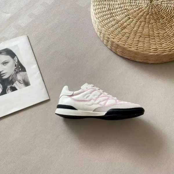 Chanel CC Logo Quilted Sneakers White Pink - 11