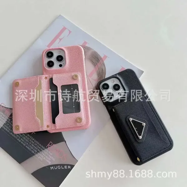 Prada-inspired Triangle Cardholder Phone Case Black - 7