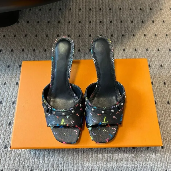 Louis Vuitton Multicolor Monogram Mule White Heels - 15