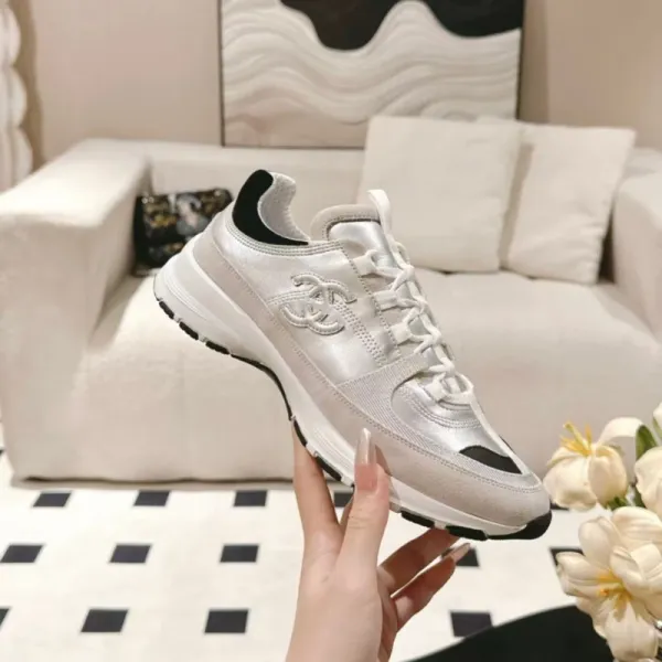Chanel Sporty Chunky Sneakers Gold Pink White Sneakers - 21