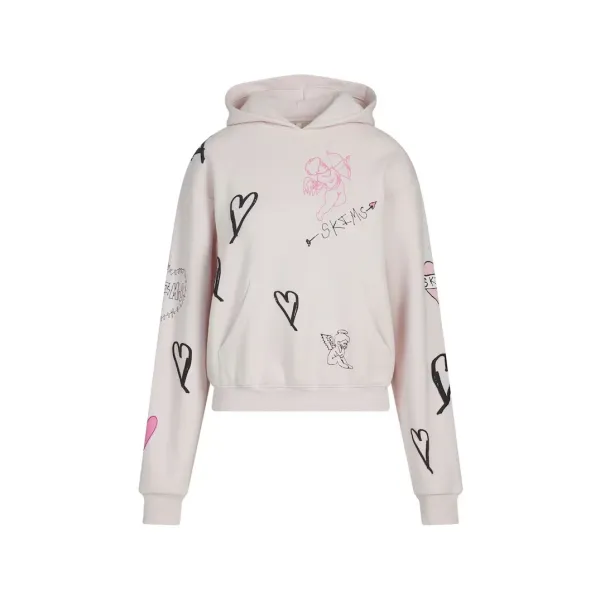 Saint Tears Heart Print Wide-Leg Sweatpants White - 4