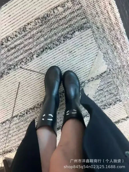 Chanel Rain Boots Black with CC Logo Rubber Knee-High Boots - 7
