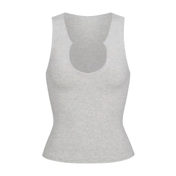 Design Cutout Back Tank Top Gray Vest-Top - 7