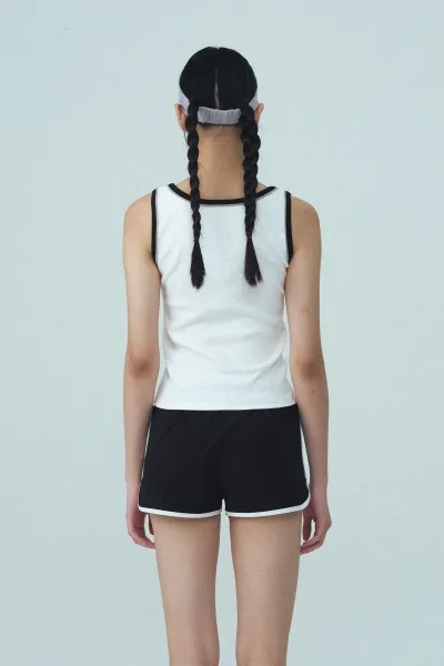 Rest & Recreation Rest & Recre-ation Beige Ribbed Vest-Top - 40