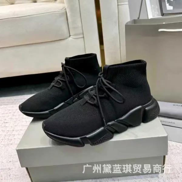 Balenciaga Speed Trainer Gray Knit Sneakers - 11
