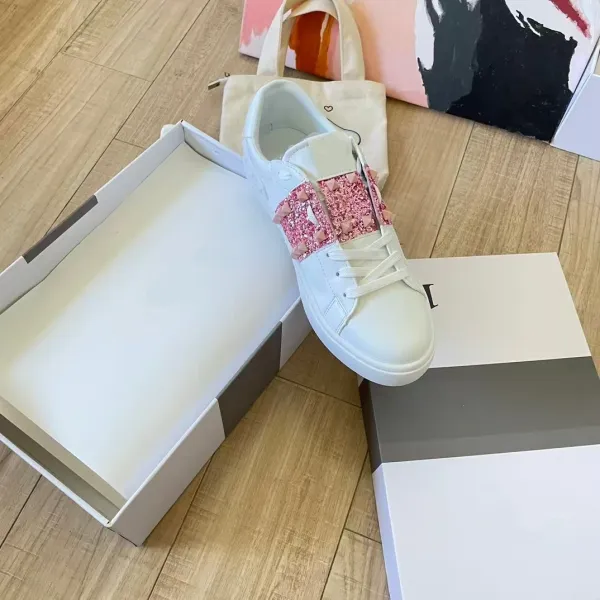 Valentino Garavani Rockstud Spike Crystal White Sneakers - 5
