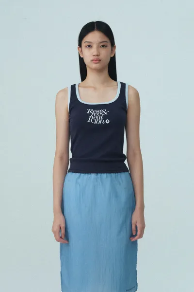 Rest & Recreation Rest & Recre-ation Beige Ribbed Vest-Top - 42
